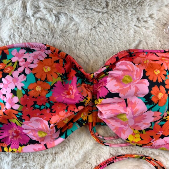NWT Shade & Shore Floral Multi Colored Bikini Top Removeable Pads Size XL - Picture 2 of 6